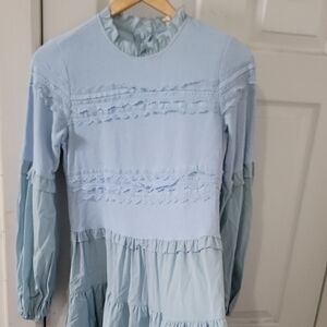 Girls Light Blue Ruffle Tiered Girls' Dress